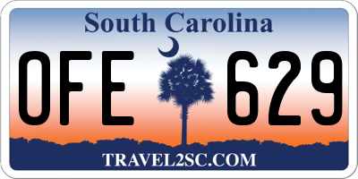 SC license plate OFE629