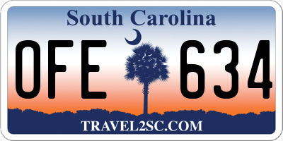 SC license plate OFE634