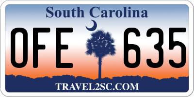 SC license plate OFE635