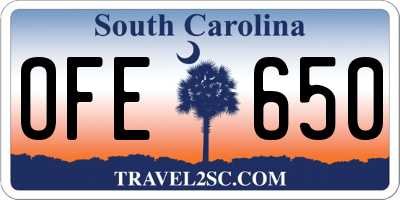 SC license plate OFE650