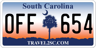 SC license plate OFE654