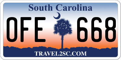 SC license plate OFE668
