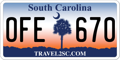 SC license plate OFE670