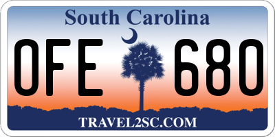 SC license plate OFE680