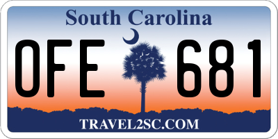 SC license plate OFE681