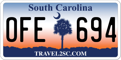 SC license plate OFE694