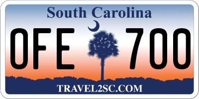 SC license plate OFE700