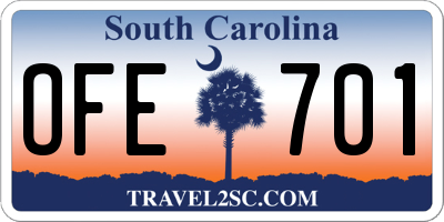 SC license plate OFE701