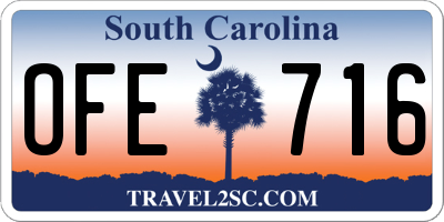 SC license plate OFE716