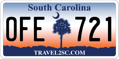 SC license plate OFE721