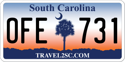SC license plate OFE731