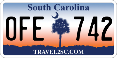 SC license plate OFE742