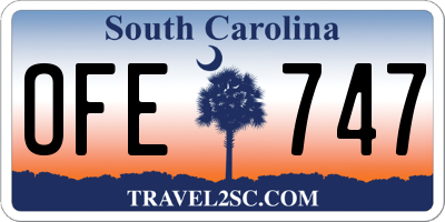 SC license plate OFE747