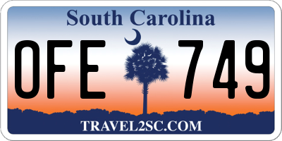 SC license plate OFE749