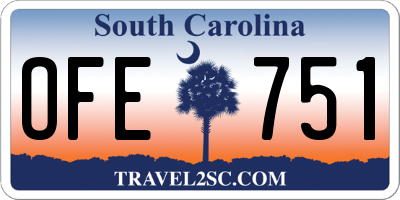 SC license plate OFE751