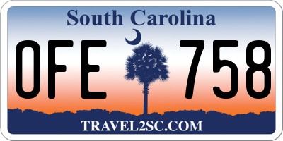 SC license plate OFE758