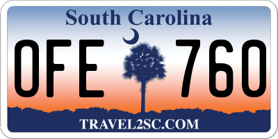 SC license plate OFE760