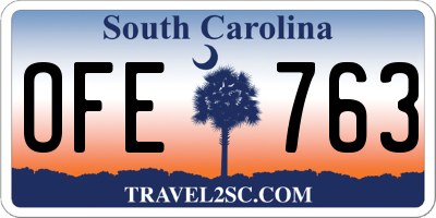 SC license plate OFE763