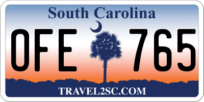 SC license plate OFE765