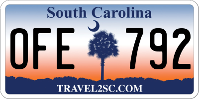SC license plate OFE792