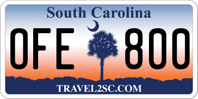 SC license plate OFE800