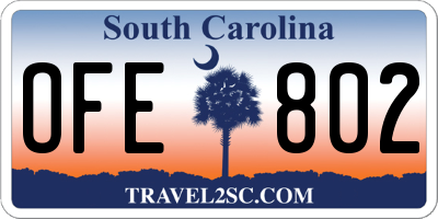 SC license plate OFE802