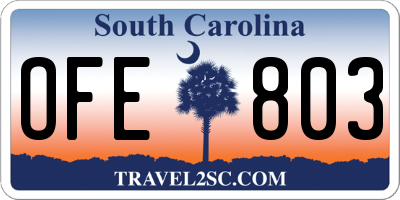 SC license plate OFE803