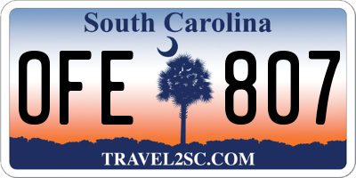 SC license plate OFE807