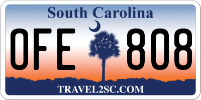 SC license plate OFE808