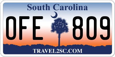 SC license plate OFE809