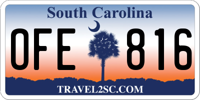 SC license plate OFE816