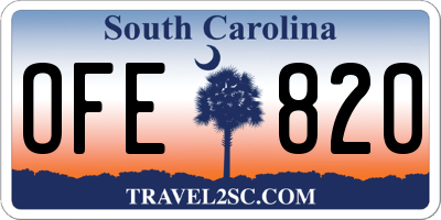 SC license plate OFE820