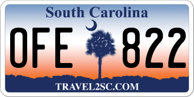 SC license plate OFE822