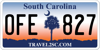 SC license plate OFE827