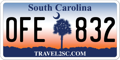 SC license plate OFE832