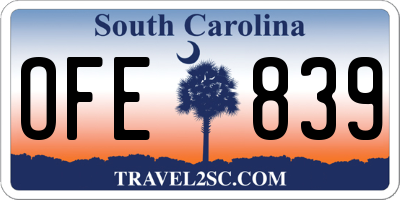 SC license plate OFE839