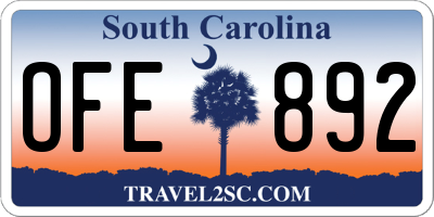 SC license plate OFE892