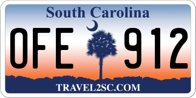 SC license plate OFE912