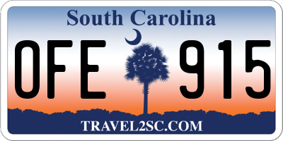 SC license plate OFE915