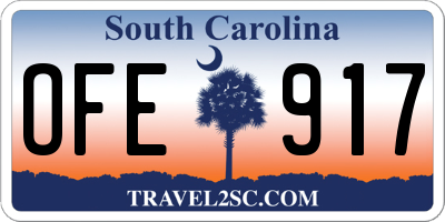 SC license plate OFE917