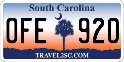 SC license plate OFE920