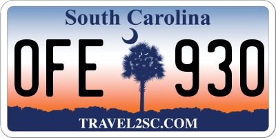 SC license plate OFE930