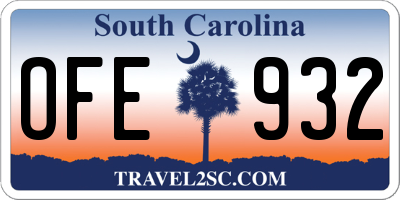 SC license plate OFE932