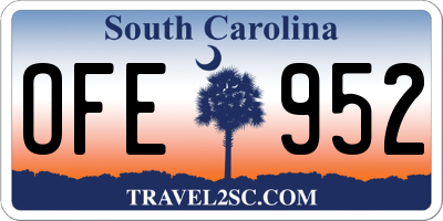 SC license plate OFE952