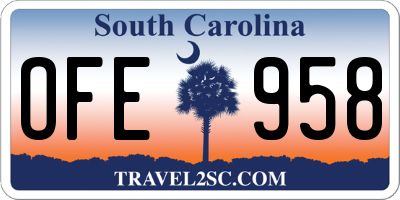 SC license plate OFE958
