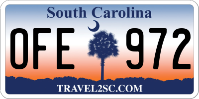 SC license plate OFE972