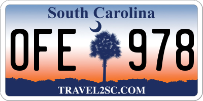 SC license plate OFE978