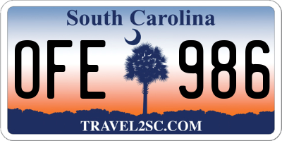 SC license plate OFE986