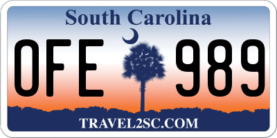 SC license plate OFE989