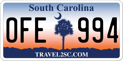 SC license plate OFE994